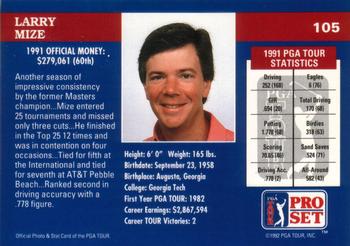 1992 Pro Set PGA Tour #105 Larry Mize Back