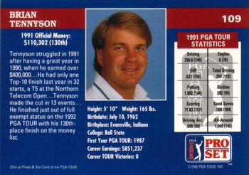1992 Pro Set PGA Tour #109 Brian Tennyson Back