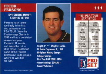 1992 Pro Set PGA Tour #111 Peter Persons Back