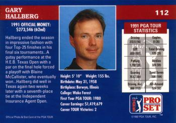 1992 Pro Set PGA Tour #112 Gary Hallberg Back
