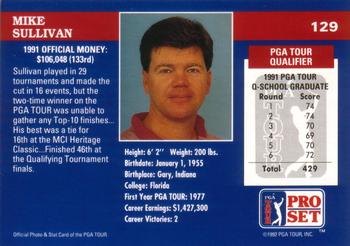 1992 Pro Set PGA Tour #129 Mike Sullivan Back