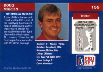 1992 Pro Set PGA Tour #155 Doug Martin Back