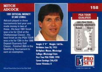 1992 Pro Set PGA Tour #158 Mitch Adcock Back