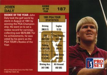1992 Pro Set PGA Tour #187 John Daly Back