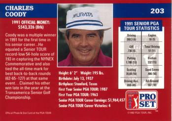 1992 Pro Set PGA Tour #203 Charles Coody Back