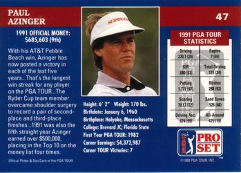 1992 Pro Set PGA Tour #47 Paul Azinger Back