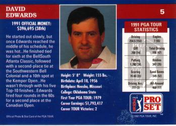 1992 Pro Set PGA Tour #5 David Edwards Back