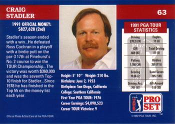 1992 Pro Set PGA Tour #63 Craig Stadler Back