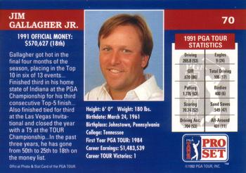 1992 Pro Set PGA Tour #70 Jim Gallagher Back