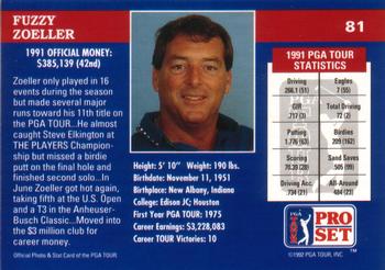 1992 Pro Set PGA Tour #81 Fuzzy Zoeller Back
