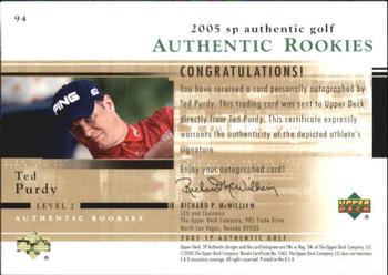 2005 SP Authentic #94 Ted Purdy Back