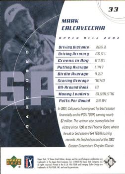 2002 SP Game Used #33 Mark Calcavecchia Back