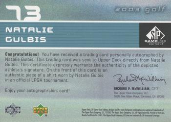 2003 SP Game Used #73 Natalie Gulbis Back