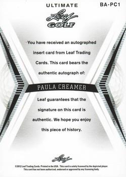2012 Leaf Ultimate - Gold Foil #BA-PC1 Paula Creamer Back