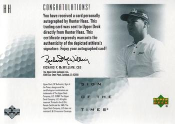 2001 SP Authentic - Sign of the Times #HH Hunter Haas Back