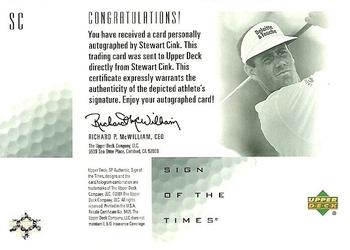 2001 SP Authentic - Sign of the Times #SC Stewart Cink Back