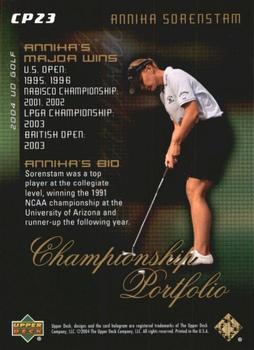 2004 Upper Deck - Champion Portfolio #CP23 Annika Sorenstam Back