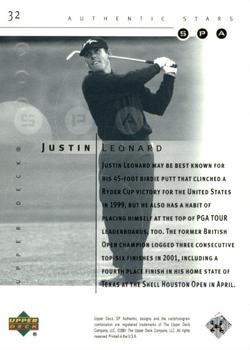 2001 Upper Deck - SP Authentic Preview #32 Justin Leonard Back