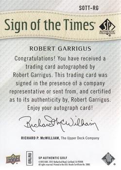 2014 SP Authentic - Sign of the Times #SOTT-RG Robert Garrigus Back