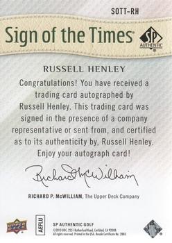 2014 SP Authentic - Sign of the Times #SOTT-RH Russell Henley Back