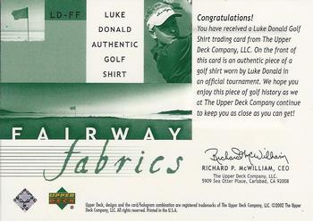 2002 Upper Deck - Fairway Fabrics #LD-FF Luke Donald Back