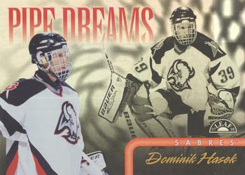 1997-98 Leaf - Pipe Dreams Promos #1 Dominik Hasek Front