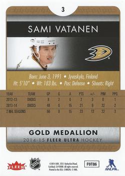 2014-15 Ultra - Gold Medallion #3 Sami Vatanen Back