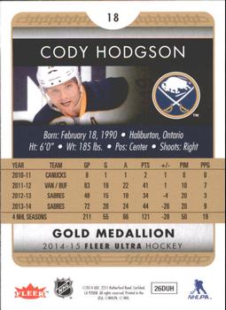 2014-15 Ultra - Gold Medallion #18 Cody Hodgson Back