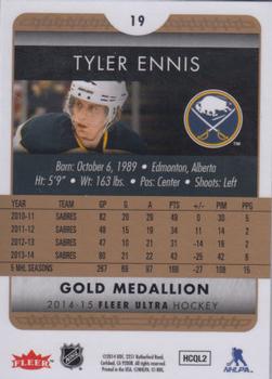 2014-15 Ultra - Gold Medallion #19 Tyler Ennis Back