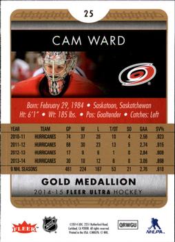 2014-15 Ultra - Gold Medallion #25 Cam Ward Back
