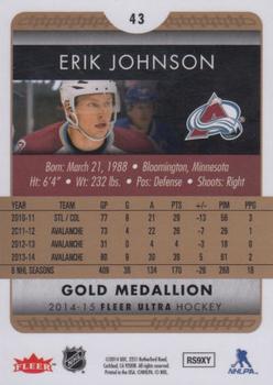 2014-15 Ultra - Gold Medallion #43 Erik Johnson Back