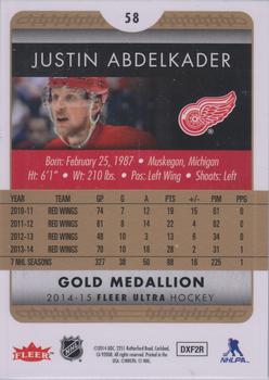 2014-15 Ultra - Gold Medallion #58 Justin Abdelkader Back