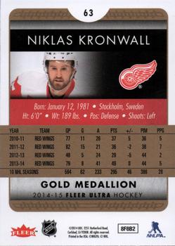 2014-15 Ultra - Gold Medallion #63 Niklas Kronwall Back
