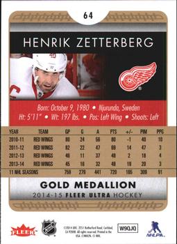 2014-15 Ultra - Gold Medallion #64 Henrik Zetterberg Back