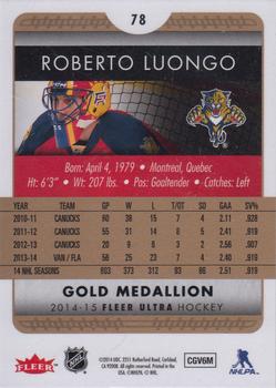 2014-15 Ultra - Gold Medallion #78 Roberto Luongo Back