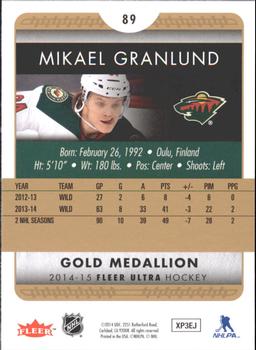 2014-15 Ultra - Gold Medallion #89 Mikael Granlund Back