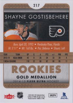 2014-15 Ultra - Gold Medallion #217 Shayne Gostisbehere Back