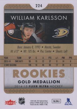 2014-15 Ultra - Gold Medallion #224 William Karlsson Back