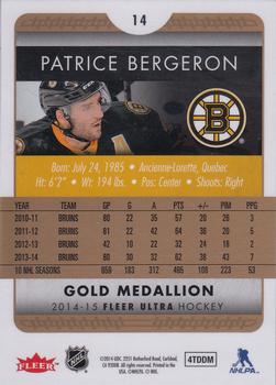 2014-15 Ultra - Gold Medallion #14 Patrice Bergeron Back