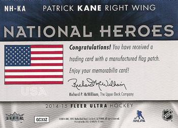 2014-15 Ultra - National Heroes #NH-KA Patrick Kane Back