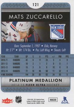 2014-15 Ultra - Platinum Medallion #121 Mats Zuccarello Back