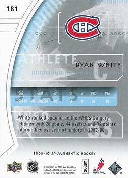 2009-10 SP Authentic #181 Ryan White Back