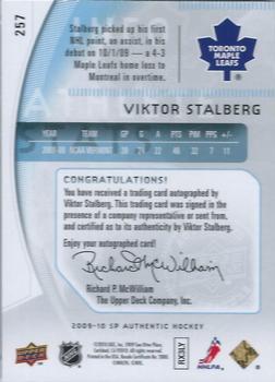 2009-10 SP Authentic #257 Viktor Stalberg Back
