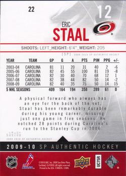 2009-10 SP Authentic #22 Eric Staal Back