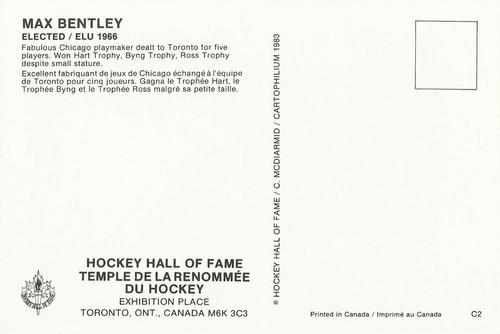 1983 Cartophilium Hockey Hall of Fame Postcards #C2 Max Bentley Back