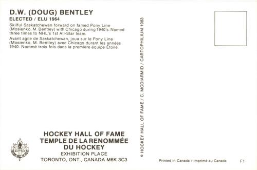 1983 Cartophilium Hockey Hall of Fame Postcards #F1 Doug Bentley Back