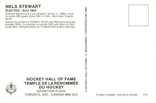 1983 Cartophilium Hockey Hall of Fame Postcards #F12 Nels Stewart Back