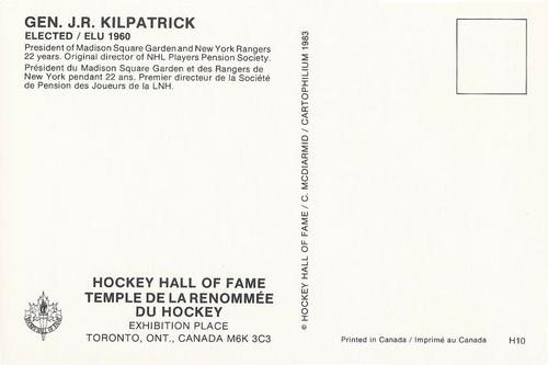 1983 Cartophilium Hockey Hall of Fame Postcards #H10 John Kilpatrick Back
