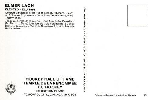 1983 Cartophilium Hockey Hall of Fame Postcards #I9 Elmer Lach Back