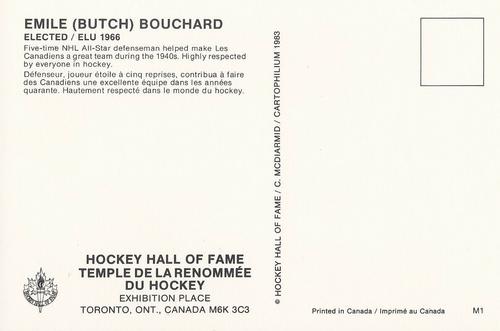 1983 Cartophilium Hockey Hall of Fame Postcards #M1 Butch Bouchard Back